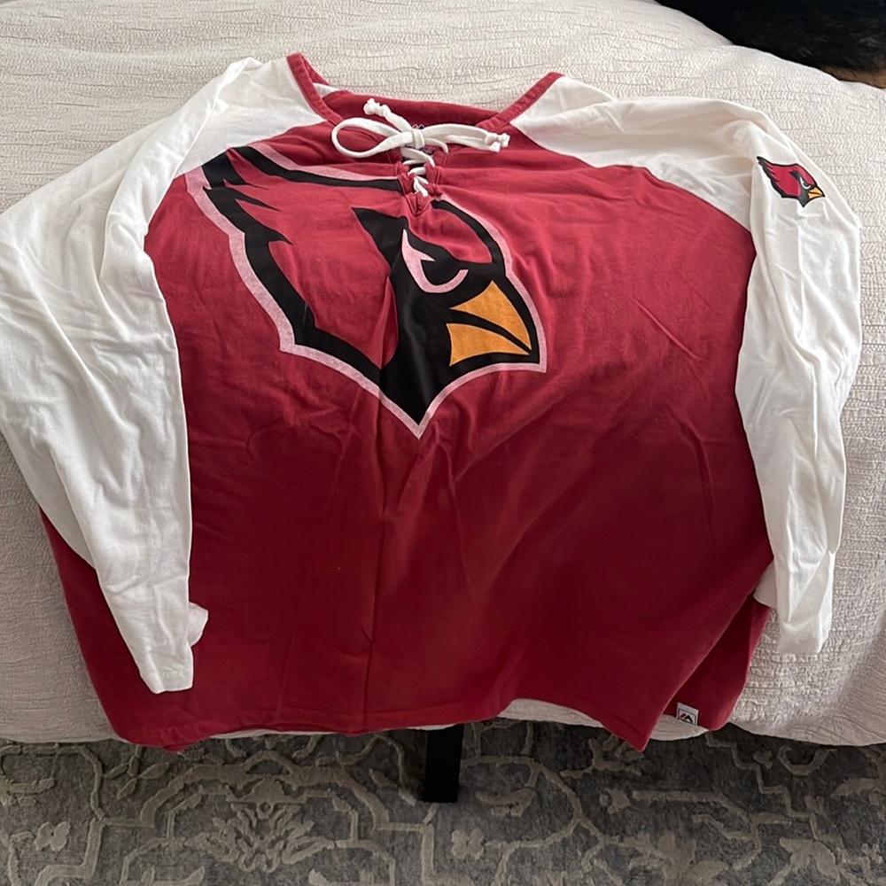 Arizona Cardinals Woman’s Raglan Sleeve Football Shirt with Ties, Maroon, XXL